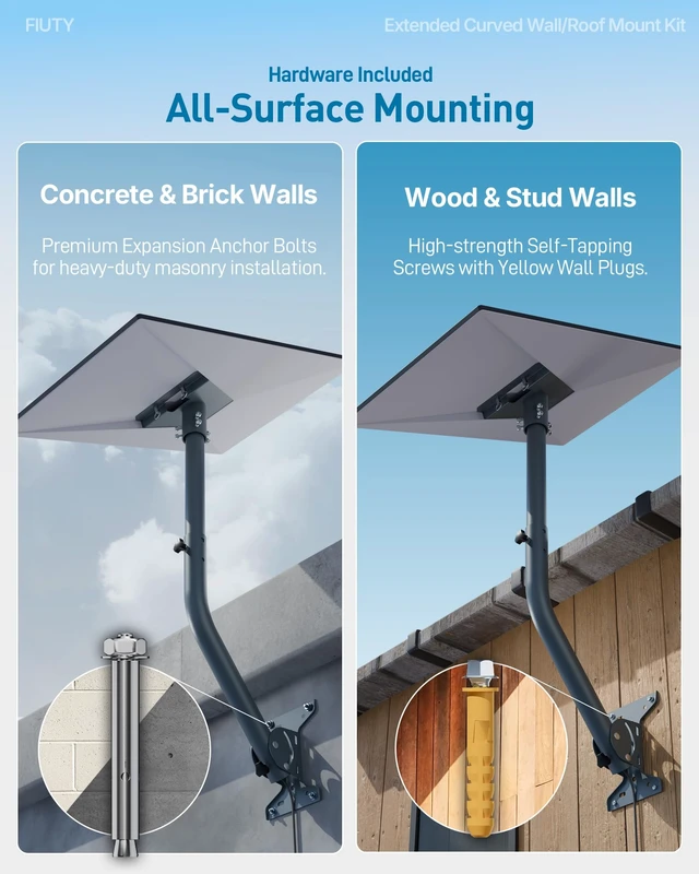 Alt view image 3 of 7 - Starlink Mount for Standard 4/4X/Gen3/V3, Metal Starlink Roof Mount Starlink Standard 4 Mount Consists of Pipe Adapter, Adjustable Base and Thickened Steel Pole (Extended Curved Tube - Upward)