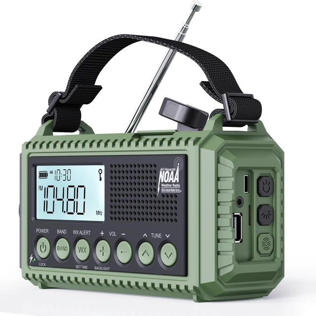Main image of 12000mAh Emergency Radio - AUTO NOAA Weather Alert, Solar Hand Crank AM/FM/SW/NOAA, Flashlight, Phone Charger, SOS Siren, Survival Kit for Camping, Storms, Power Outages