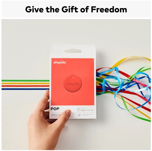 Alt view image 3 of 7 - POP Tracker Tag - Colorful, Compatible, Loud Bluetooth Tracker With Call Your Phone & Out of Range Alert, Works with Apple Find My or Find Hub on Android (Red)