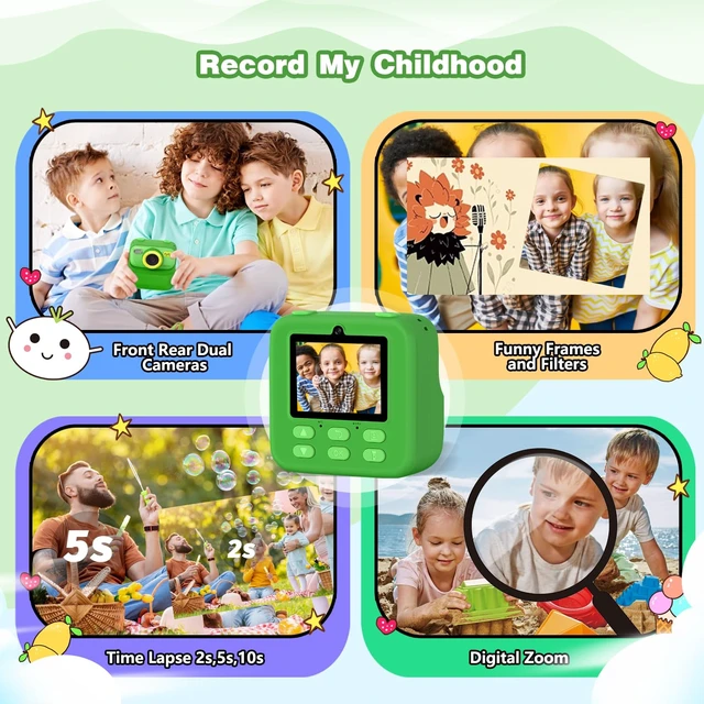 Alt view image 3 of 7 - Kids Camera Instant Print Photo, Birthday Gifts for Girls and Boys, Kids Digital Camera Toys, 1080P HD Video, 3 4 5 6 7 8 9 10 11 12 Year Old Boy Gifts/Girl Gifts