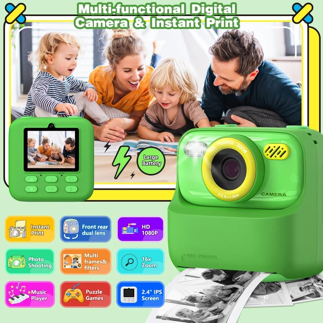 Alt view image 2 of 7 - Kids Camera Instant Print Photo, Birthday Gifts for Girls and Boys, Kids Digital Camera Toys, 1080P HD Video, 3 4 5 6 7 8 9 10 11 12 Year Old Boy Gifts/Girl Gifts