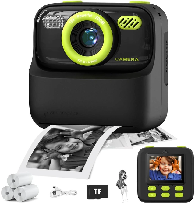 Main image of Kids Instant Print Camera, Birthday Gifts for Boys and Girls, Kids Digital Camera Toys, 1080P HD Video, 3 4 5 6 7 8 9 10 11 12 Year Old Boy Gifts/Girl Gifts (Black)
