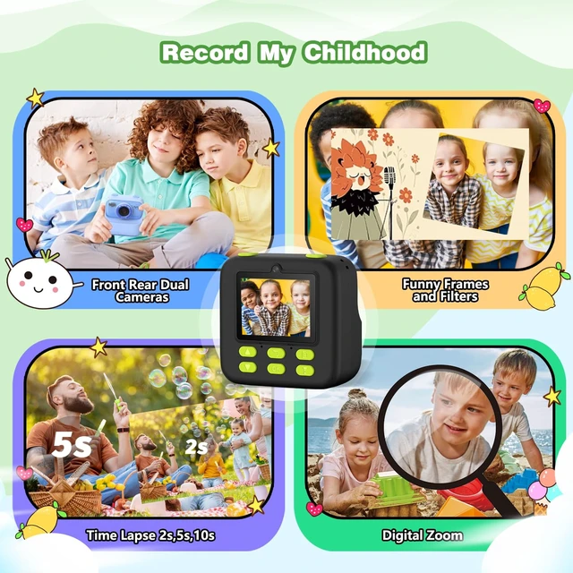 Alt view image 3 of 7 - Kids Instant Print Camera, Birthday Gifts for Boys and Girls, Kids Digital Camera Toys, 1080P HD Video, 3 4 5 6 7 8 9 10 11 12 Year Old Boy Gifts/Girl Gifts (Black)