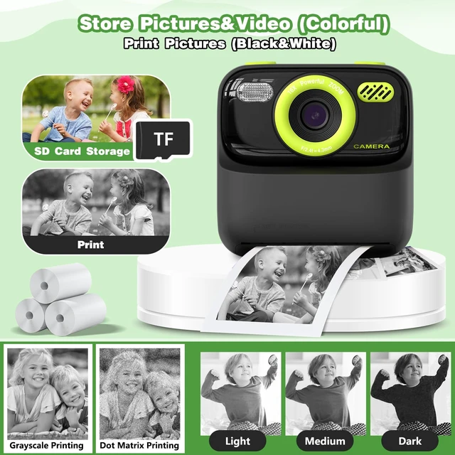 Alt view image 5 of 7 - Kids Instant Print Camera, Birthday Gifts for Boys and Girls, Kids Digital Camera Toys, 1080P HD Video, 3 4 5 6 7 8 9 10 11 12 Year Old Boy Gifts/Girl Gifts (Black)