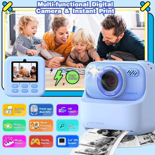 Alt view image 2 of 7 - Kids Camera Instant Print Photo, Birthday Gifts for Girls and Boys, Kids Digital Camera Toys, 1080P HD Video, 3 4 5 6 7 8 9 10 11 12 Year Old Boy Gifts/Girl Gifts