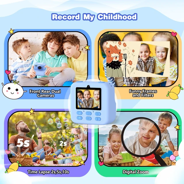 Alt view image 3 of 7 - Kids Camera Instant Print Photo, Birthday Gifts for Girls and Boys, Kids Digital Camera Toys, 1080P HD Video, 3 4 5 6 7 8 9 10 11 12 Year Old Boy Gifts/Girl Gifts