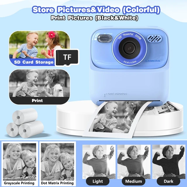 Alt view image 6 of 7 - Kids Camera Instant Print Photo, Birthday Gifts for Girls and Boys, Kids Digital Camera Toys, 1080P HD Video, 3 4 5 6 7 8 9 10 11 12 Year Old Boy Gifts/Girl Gifts