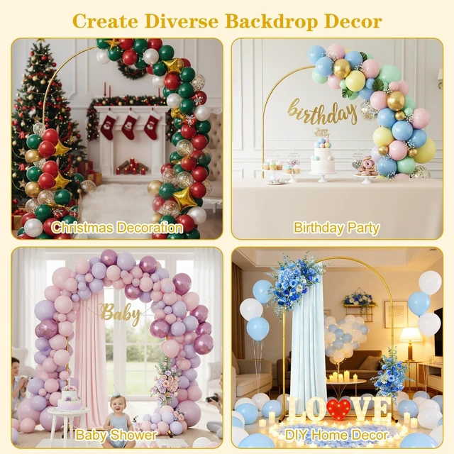 Alt view image 6 of 7 - 7.2FT Metal Arch Backdrop Stand, Gold Wedding Balloon Arch Stand Background Arch Stand Frame for Wedding Ceremony Birthday Halloween Party Baby Shower Garden Floral Decoration
