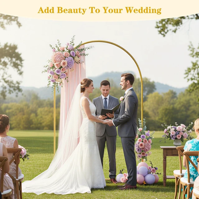 Alt view image 7 of 7 - 7.2FT Metal Arch Backdrop Stand, Gold Wedding Balloon Arch Stand Background Arch Stand Frame for Wedding Ceremony Birthday Halloween Party Baby Shower Garden Floral Decoration