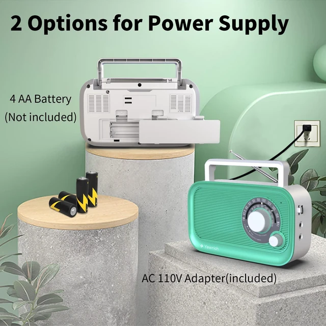 Alt view image 3 of 7 - AM FM Radio with Bluetooth AC/DC Power with 3.5mm Headphone Jack Stable signal reception,loud speaker,large tuning knob,classic design,easy to operate,practical for daily home entertainment