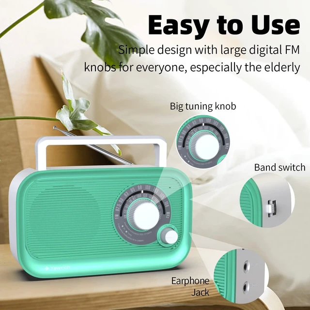 Alt view image 6 of 7 - AM FM Radio with Bluetooth AC/DC Power with 3.5mm Headphone Jack Stable signal reception,loud speaker,large tuning knob,classic design,easy to operate,practical for daily home entertainment