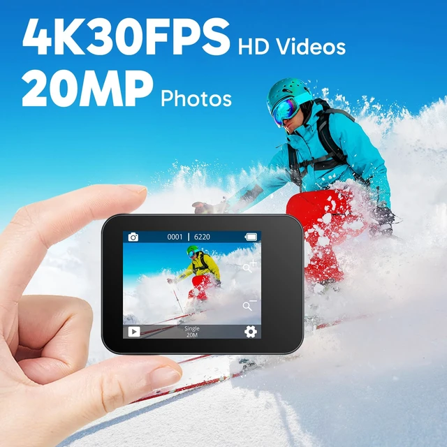 Alt view image 2 of 7 - V50X Native 4K30fps WiFi Action Camera with EIS Touch Screen 4X Zoom 131 feet Waterproof Camera Support External Mic Remote Control with Helmet Accessories (with 256GB MicroSD Card)