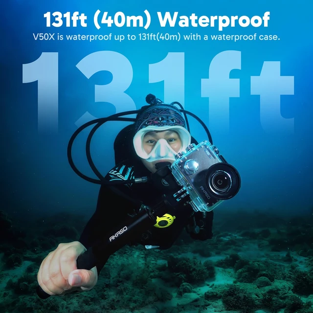 Alt view image 4 of 7 - V50X Native 4K30fps WiFi Action Camera with EIS Touch Screen 4X Zoom 131 feet Waterproof Camera Support External Mic Remote Control with Helmet Accessories (with 256GB MicroSD Card)