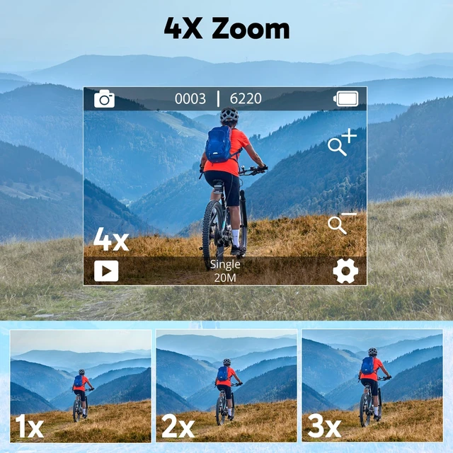 Alt view image 5 of 7 - V50X Native 4K30fps WiFi Action Camera with EIS Touch Screen 4X Zoom 131 feet Waterproof Camera Support External Mic Remote Control with Helmet Accessories (with 256GB MicroSD Card)