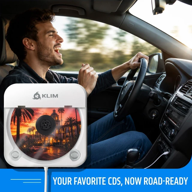 Alt view image 6 of 7 - Car CD Player, Portable External Disc Drive, USB, AUX, Anti-Skip Plug and Play Setup, No Installation Needed, Works with Most Vehicles, Laptops Too, Remote Included - White