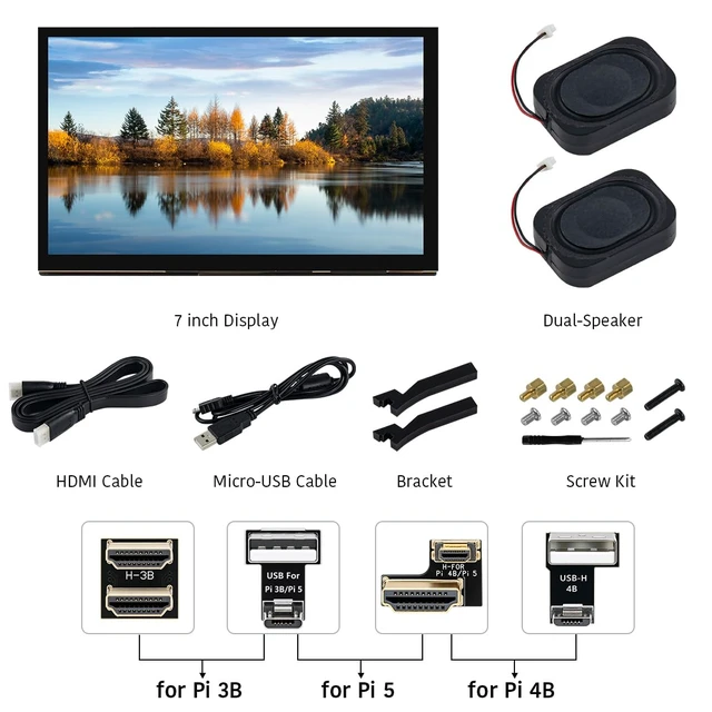 Alt view image 7 of 7 - 7 Inch IPS LCD Touch Screen Raspberry Pi Monitor Display 1024×600 Capacitive Touchscreen HDMI Monitor Compatible with Raspberry Pi 5/4B/3B+, BB Black, PC Windows 10 8 7