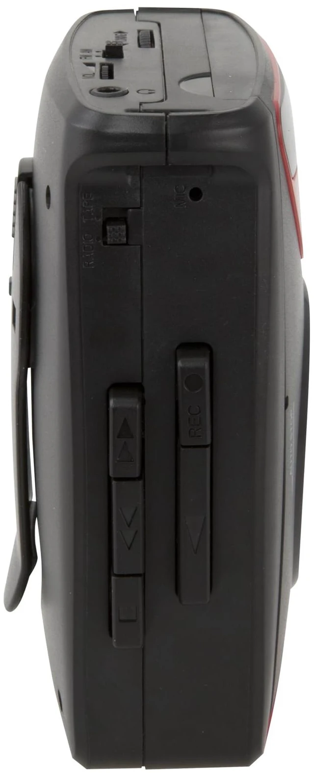 Alt view image 3 of 7 - Portable Cassette Player, Compatible With Headphone, 3.54 x 1.57 x 4.72 Inches, Requires 2 AA Batteries - Not Included, Red/Black (CAS337B) Black/Red
