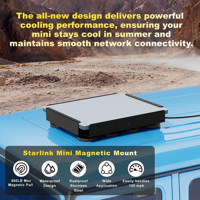 Alt view image 5 of 7 - Professional for Starlink Mini Mount Magnetic Kit,Weather-Resistant Stainless Steel Bracket,560-pound Heavy-Duty Magnetic Base Featuring Quick-Release Safety System, Designed for Vehicles and Boats