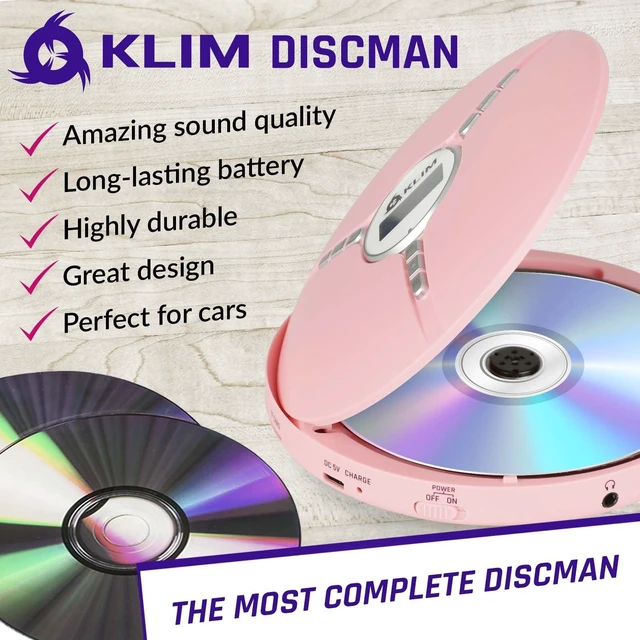 Alt view image 2 of 7 - Discman Portable CD Player with Headphones, Built-in Battery, MP3 Skip-Free and Shock-Resistant Playback, 5 EQ Effects, Supports SD Cards, WMA Files - Pink