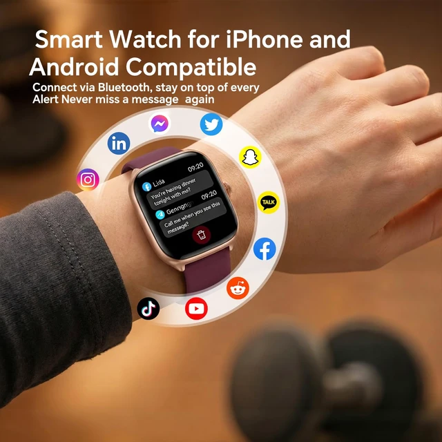 Alt view image 4 of 7 - Smart Watches for Women(Answer/Call), AMOLED Fitness Watch for Women Smart Watch Compatible with Android iPhone, with 24/7 Heart Rate/Sleep Monitor, 3 ATM Waterproof, 110+ Sport Modes, AI Voice