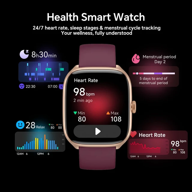 Alt view image 5 of 7 - Smart Watches for Women(Answer/Call), AMOLED Fitness Watch for Women Smart Watch Compatible with Android iPhone, with 24/7 Heart Rate/Sleep Monitor, 3 ATM Waterproof, 110+ Sport Modes, AI Voice