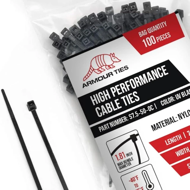 Main image of 7.5 Inch Black Zip Ties, 50 lb Tensile Strength, 1000-Pack Professional-Grade Nylon Cable Ties, Weather Resistant for Indoor Outdoor, for Electrical, Automotive, Home DIY, Self-Locking