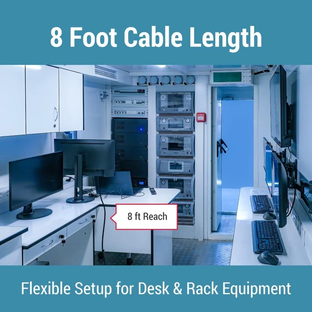 Alt view image 6 of 7 - Heavy Duty AC Power Cord 8ft (2.4m), NEMA 5-15P to C13 3 Prong Replacement Power Cord, 15A/125V, 14 AWG, NEMA 5-15P to IEC 60320 C13 for PC, Monitor and Workstation Devices