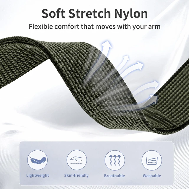 Alt view image 2 of 7 - Nylon Bicep Band Compatible with Google Fitbit Air, Integrated Metal Frame Stretch Breathable Nylon, 916.5IN with 5 Wide Hook-and-loop Straps, Removable Metal Frame, Dual-use As Bicep/wrist Band