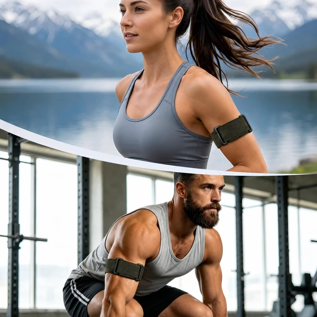 Alt view image 7 of 7 - Nylon Bicep Band Compatible with Google Fitbit Air, Integrated Metal Frame Stretch Breathable Nylon, 916.5IN with 5 Wide Hook-and-loop Straps, Removable Metal Frame, Dual-use As Bicep/wrist Band