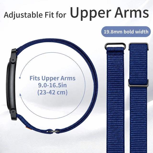 Alt view image 3 of 7 - Nylon Bicep Band Compatible with Google Fitbit Air, Integrated Metal Frame Stretch Breathable Nylon, 916.5IN with 5 Wide Hook-and-loop Straps, Removable Metal Frame, Dual-use As Bicep/wrist Band