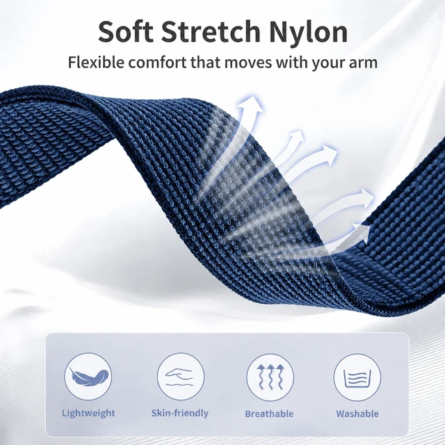 Alt view image 2 of 7 - Nylon Bicep Band Compatible with Google Fitbit Air, Integrated Metal Frame Stretch Breathable Nylon, 916.5IN with 5 Wide Hook-and-loop Straps, Removable Metal Frame, Dual-use As Bicep/wrist Band