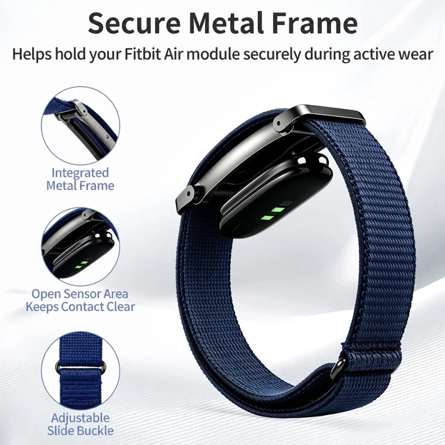 Alt view image 4 of 7 - Nylon Bicep Band Compatible with Google Fitbit Air, Integrated Metal Frame Stretch Breathable Nylon, 916.5IN with 5 Wide Hook-and-loop Straps, Removable Metal Frame, Dual-use As Bicep/wrist Band