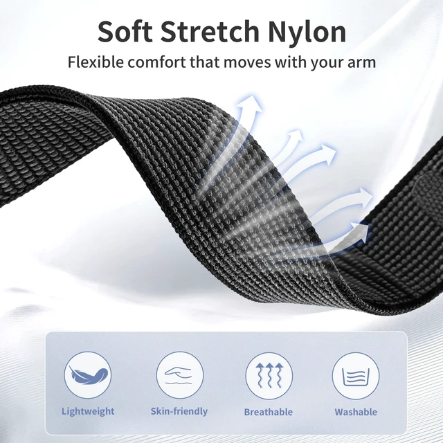 Alt view image 2 of 7 - Nylon Bicep Band Compatible with Google Fitbit Air, Integrated Metal Frame Stretch Breathable Nylon, 916.5IN with 5 Wide Hook-and-loop Straps, Removable Metal Frame, Dual-use As Bicep/wrist Band