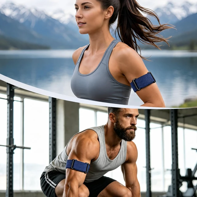 Alt view image 7 of 7 - Nylon Bicep Band Compatible with Google Fitbit Air, Integrated Metal Frame Stretch Breathable Nylon, 916.5IN with 5 Wide Hook-and-loop Straps, Removable Metal Frame, Dual-use As Bicep/wrist Band