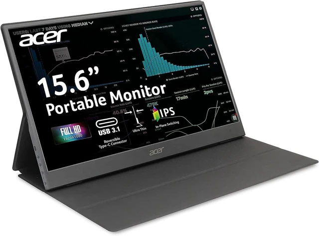 Alt view image 3 of 7 - 15.6in FHD 1920x1080 IPS 60Hz Slim Portable Monitor PM161Q Bbmiuux 4ms, AdaptiveSync, Mini HDMI, 2xUSB-C, Speaker, External Monitor for Laptop PC/MAC, PS5, XBOX, Switch