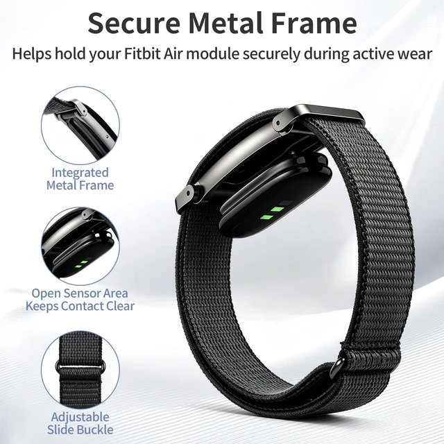 Alt view image 5 of 7 - Nylon Bicep Band Compatible with Google Fitbit Air, Integrated Metal Frame Stretch Breathable Nylon, 916.5IN with 5 Wide Hook-and-loop Straps, Removable Metal Frame, Dual-use As Bicep/wrist Band
