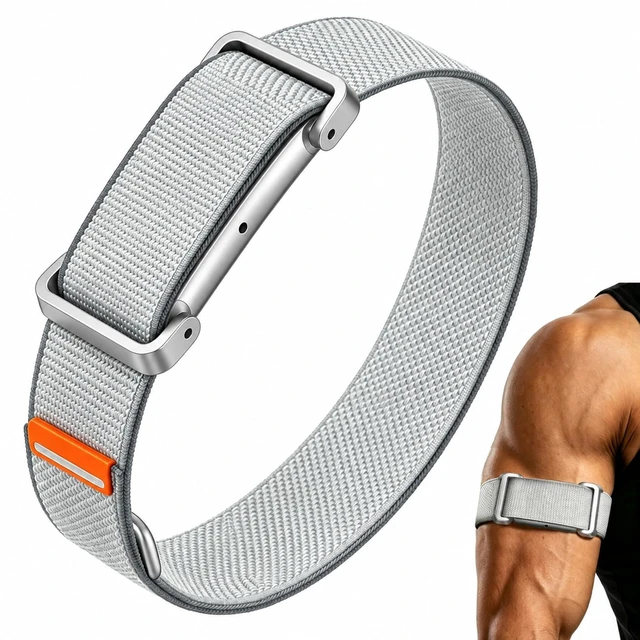 Main image of Nylon Bicep Band Compatible with Google Fitbit Air, Integrated Metal Frame Stretch Breathable Nylon, 916.5IN with 5 Wide Hook-and-loop Straps, Removable Metal Frame, Dual-use As Bicep/wrist Band