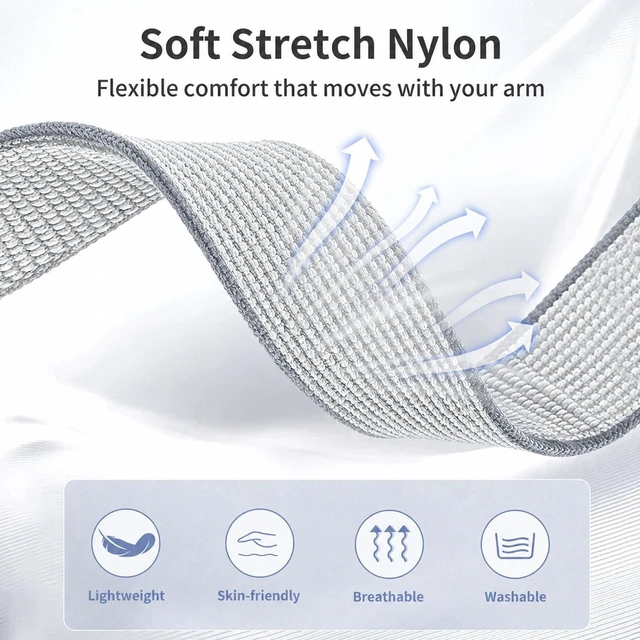 Alt view image 2 of 7 - Nylon Bicep Band Compatible with Google Fitbit Air, Integrated Metal Frame Stretch Breathable Nylon, 916.5IN with 5 Wide Hook-and-loop Straps, Removable Metal Frame, Dual-use As Bicep/wrist Band