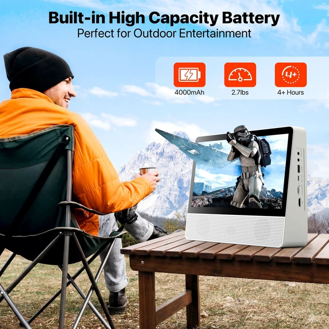 Alt view image 5 of 7 - 11.8" Portable DVD Player, 10.1" 1024x600, Bluetooth, HDMI, 4000mAh Bluetooth 5.3 TX & RX, family car travel home, 4H playback, USB/AUX, plays DVD/CD, foldable stand, resume playback