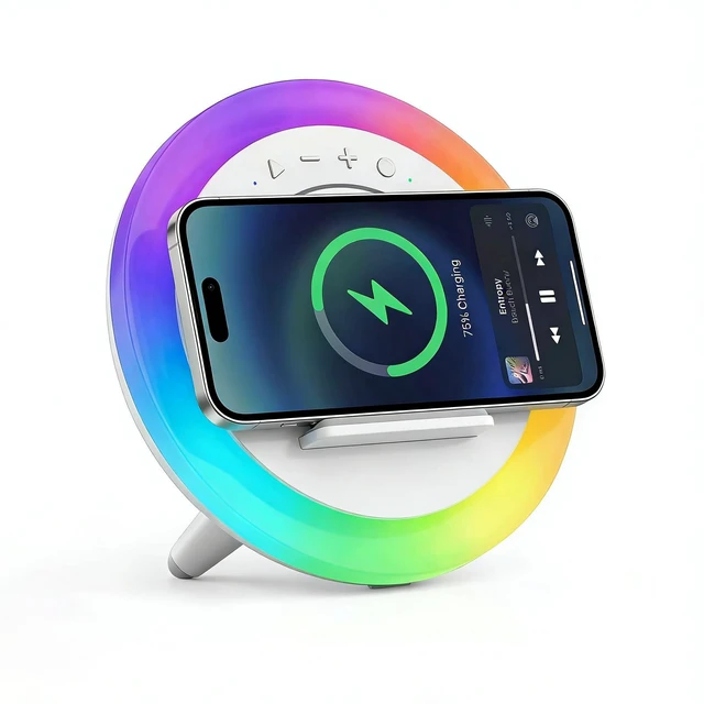 Main image of Bluetooth Speaker Night Lightsr,Wireless Charging Modern Speaker,Best Teenage Birthday Gift Ideas Tween Girls Gifts (Battery 15W)