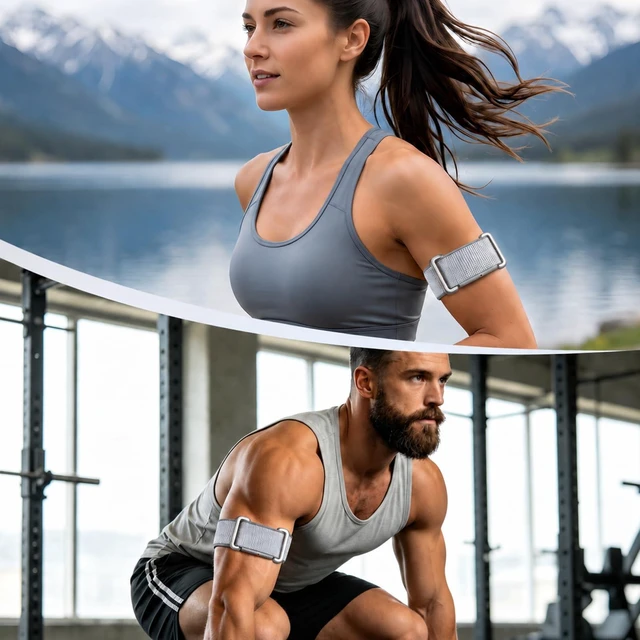 Alt view image 7 of 7 - Nylon Bicep Band Compatible with Google Fitbit Air, Integrated Metal Frame Stretch Breathable Nylon, 916.5IN with 5 Wide Hook-and-loop Straps, Removable Metal Frame, Dual-use As Bicep/wrist Band