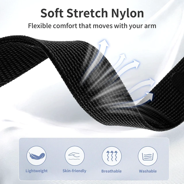 Alt view image 2 of 7 - Nylon Bicep Band Compatible with Google Fitbit Air, Integrated Metal Frame Stretch Breathable Nylon, 916.5IN with 5 Wide Hook-and-loop Straps, Removable Metal Frame, Dual-use As Bicep/wrist Band