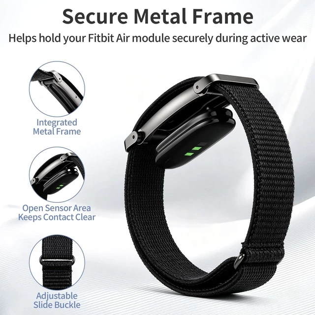 Alt view image 5 of 7 - Nylon Bicep Band Compatible with Google Fitbit Air, Integrated Metal Frame Stretch Breathable Nylon, 916.5IN with 5 Wide Hook-and-loop Straps, Removable Metal Frame, Dual-use As Bicep/wrist Band