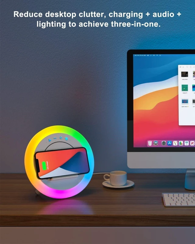 Alt view image 5 of 6 - Bluetooth Speaker Night Lightsr,Wireless Charging Modern Speaker,Best Teenage Birthday Gift Ideas Tween Girls Gifts (Battery 15W)