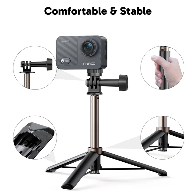 Alt view image 7 of 7 - V50X Native 4K30fps WiFi Action Camera with EIS Touch Screen 4X Zoom 131 feet Waterproof Camera Support External Mic Remote Control (with Selfie Stick Tripod and Carry Bag)