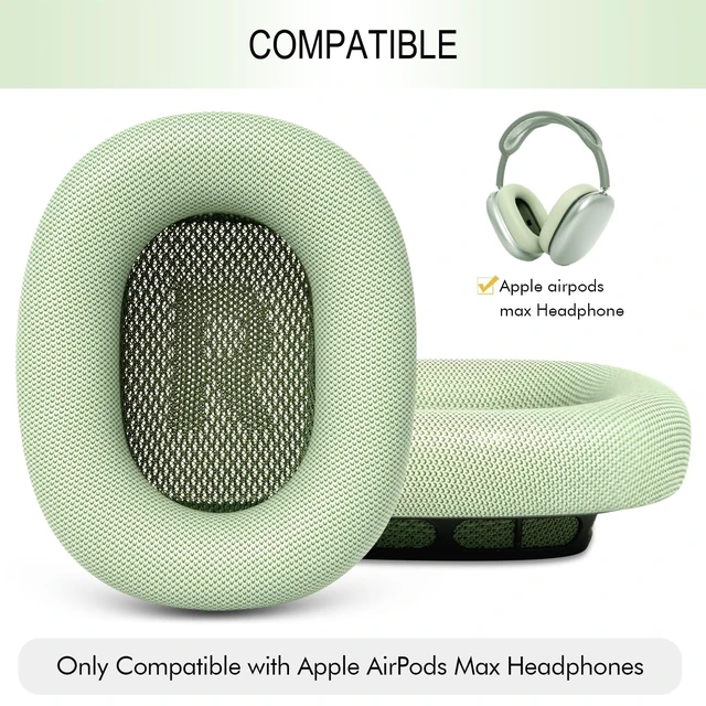 Alt view image 2 of 7 - Upgraded Ear Cushions Replacement Earpads for AirPods Max 1 & 2 Headphones, Protein Leather Ear Pads Ear Covers Cups with Memory Foam and Magnet for AirPods Max 1 & 2 (Green)