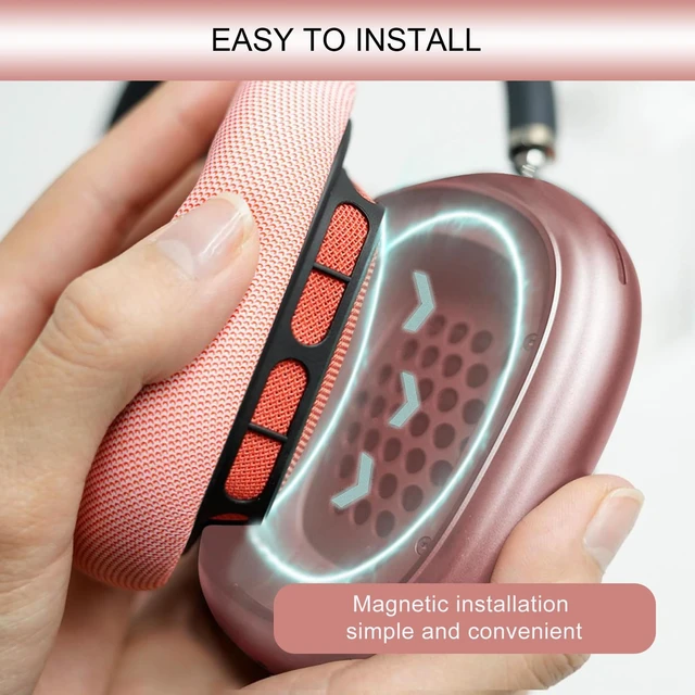 Alt view image 3 of 7 - Upgraded Ear Cushions Replacement Earpads for AirPods Max 1 & 2 Headphones, Protein Leather Ear Pads Ear Covers Cups with Memory Foam and Magnet for AirPods Max 1 & 2 (Pink)