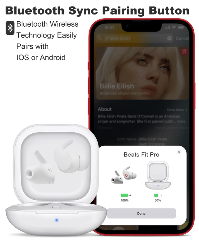 Alt view image 2 of 7 - Charging Case Replacement for Fit Pro Wireless Charger Case with Bluetooth Pairing Button, 700mAh Battery, Earbuds Not Included