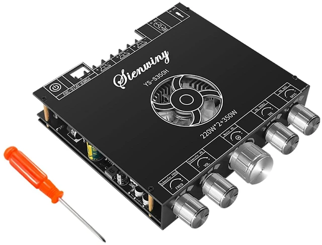 Main image of 2.1 Channel Bluetooth 5.1 Amplifier Module with TPA3255 Chip 220W*2+350W Output, APP Control, AUX+USB+Sound Card Input, Overvoltage/Short Circuit Protection for Home Theater & DIY Speakers