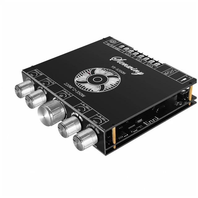 Alt view image 3 of 7 - 2.1 Channel Bluetooth 5.1 Amplifier Module with TPA3255 Chip 220W*2+350W Output, APP Control, AUX+USB+Sound Card Input, Overvoltage/Short Circuit Protection for Home Theater & DIY Speakers